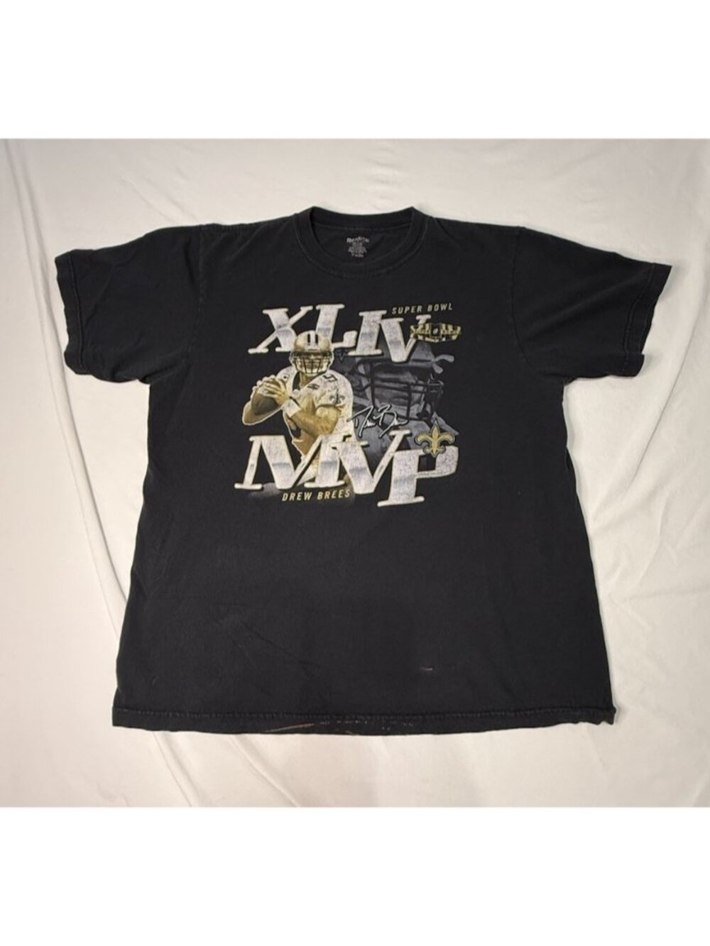 Vintage Drew Brees Super Bowl XLIV MVP Tee Shirt New Orleans Saints NFL Large